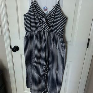 Cropped wide leg romper